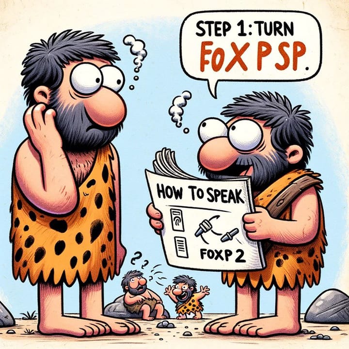 Cavemen and FOXP2 gene